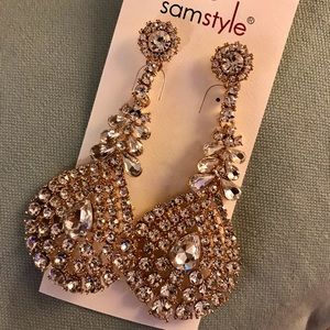 Gold Chandelier Pierced Evening Earrings